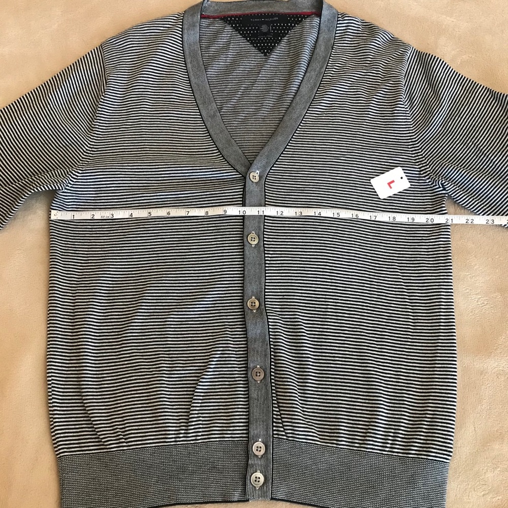 Tommy Hilfiger Striped V-Neck Cardigan Sweater - Size L - Picture 6 of 8